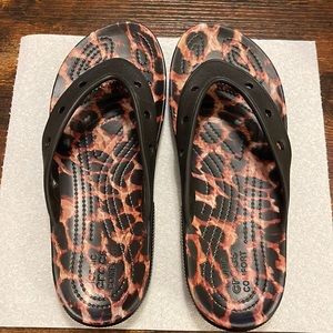 Leopard croc flip flops